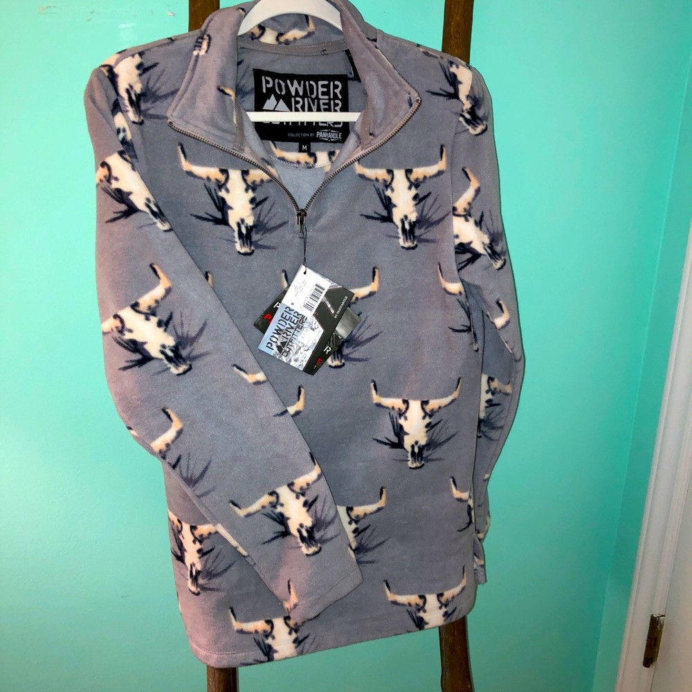 Western boutique pullover with half zipper